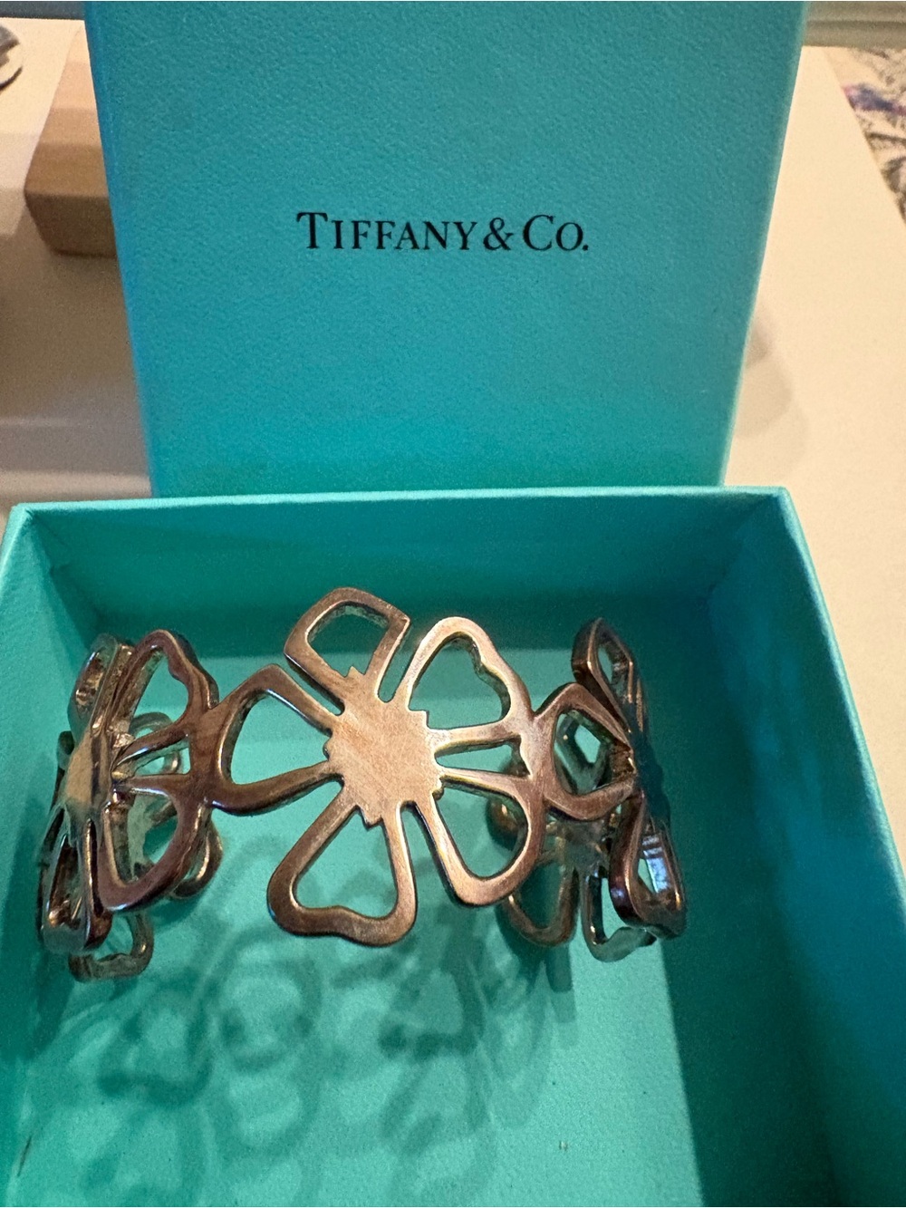 Tiffany & Co. Openwork Elsa Peretti Hibiscus Cuff Bracelet Sterling Silver